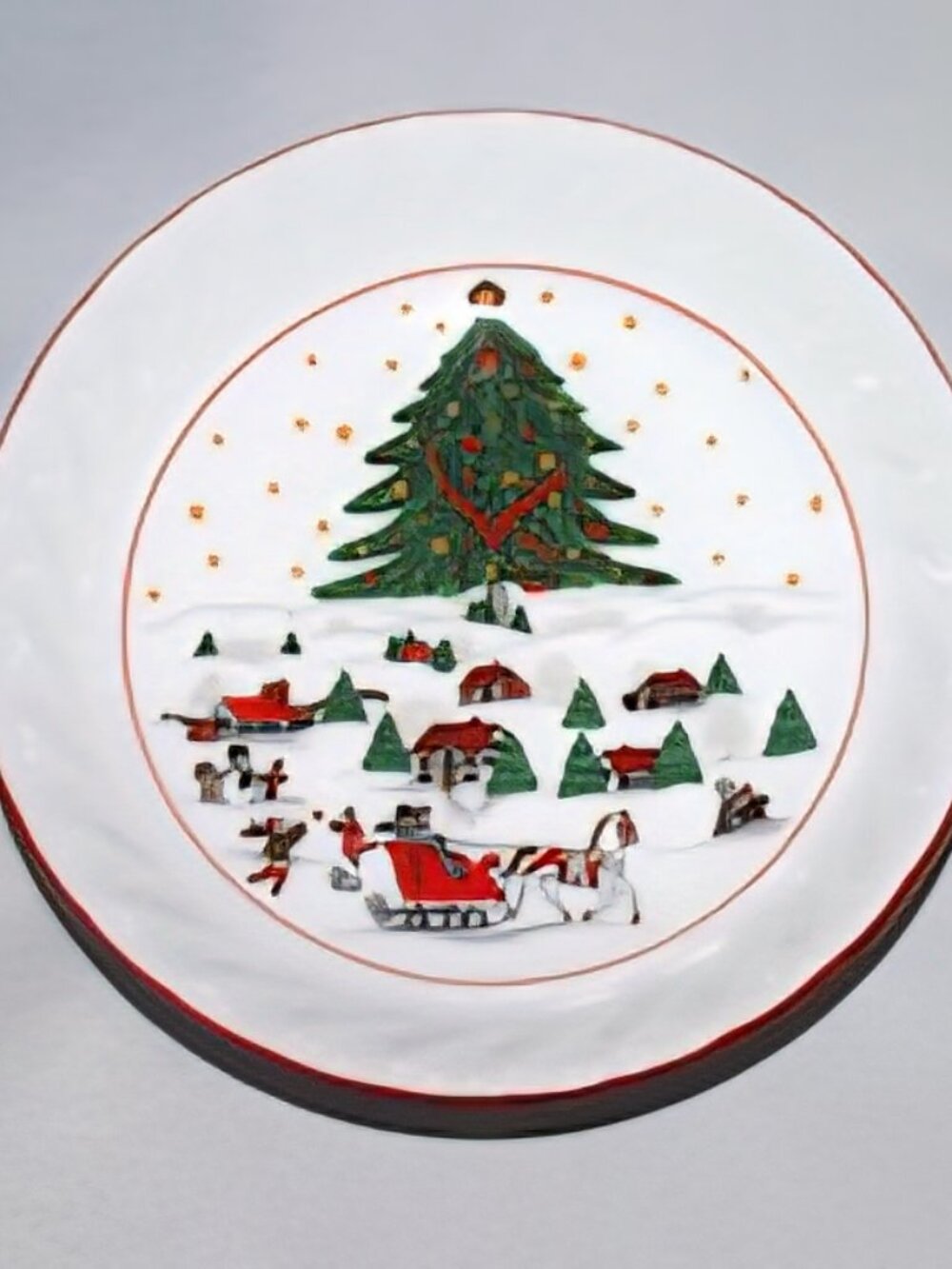 Kopin Christmas Pleasure Bowls | Christmas Ribbon & Sleigh Dinnerware